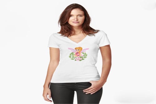 Eliza The Easter Fairy™ Fitted V Neck T Shirt