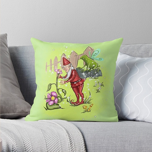 genuis gnome throw pillow