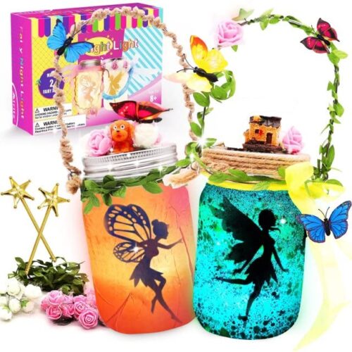 alritz fairy lantern craft kit gift for kids girls remote control mason jar night light diy garden halloween decorations art project, creative activities for birthday party and school