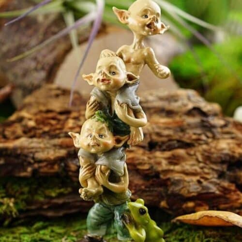 top collection miniature garden pixies stack, tan, green