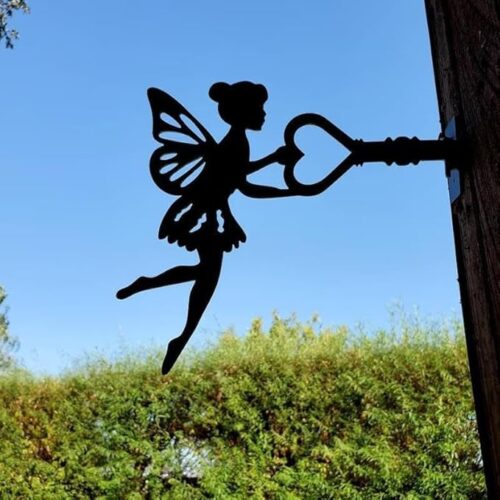 chrox metal fairy fairy yard art fairy with a key