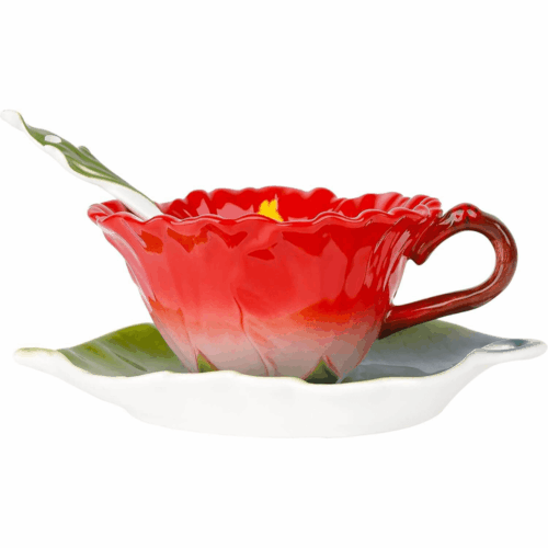 philo fun hibiscus flower tea cup and saucer set