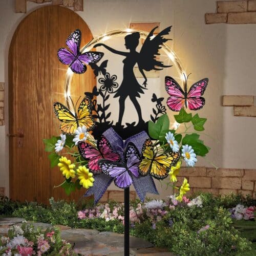chrox metal fairy fairy yard art fairy with a key
