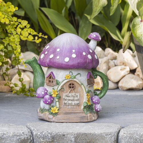 vp home mushroom teapot solar light