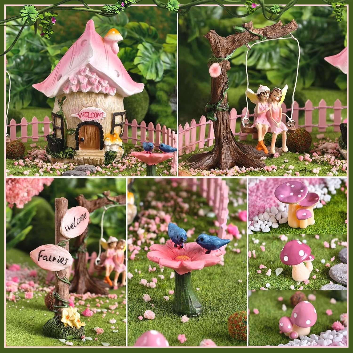 donabela fairy garden decor kit pink