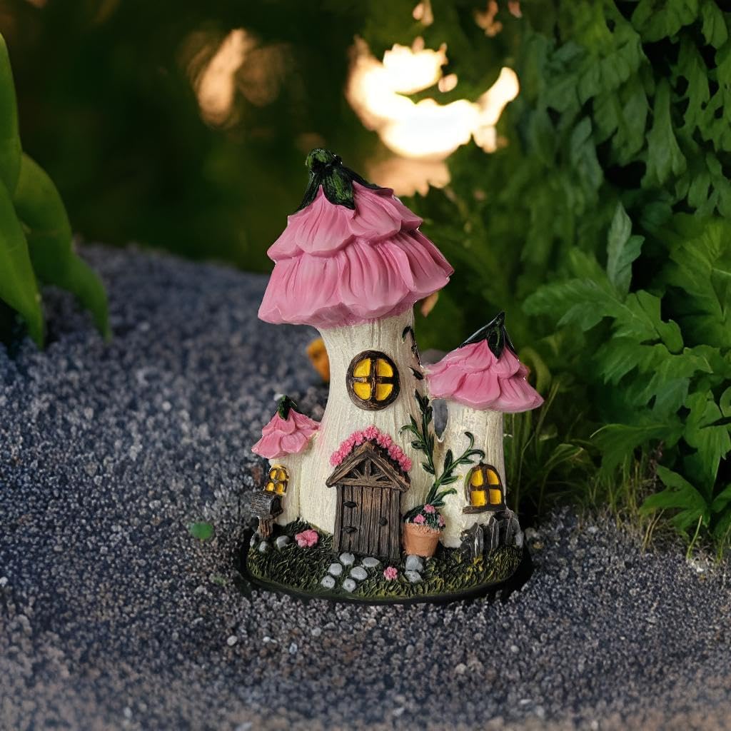 pink magical mushroom fairy house